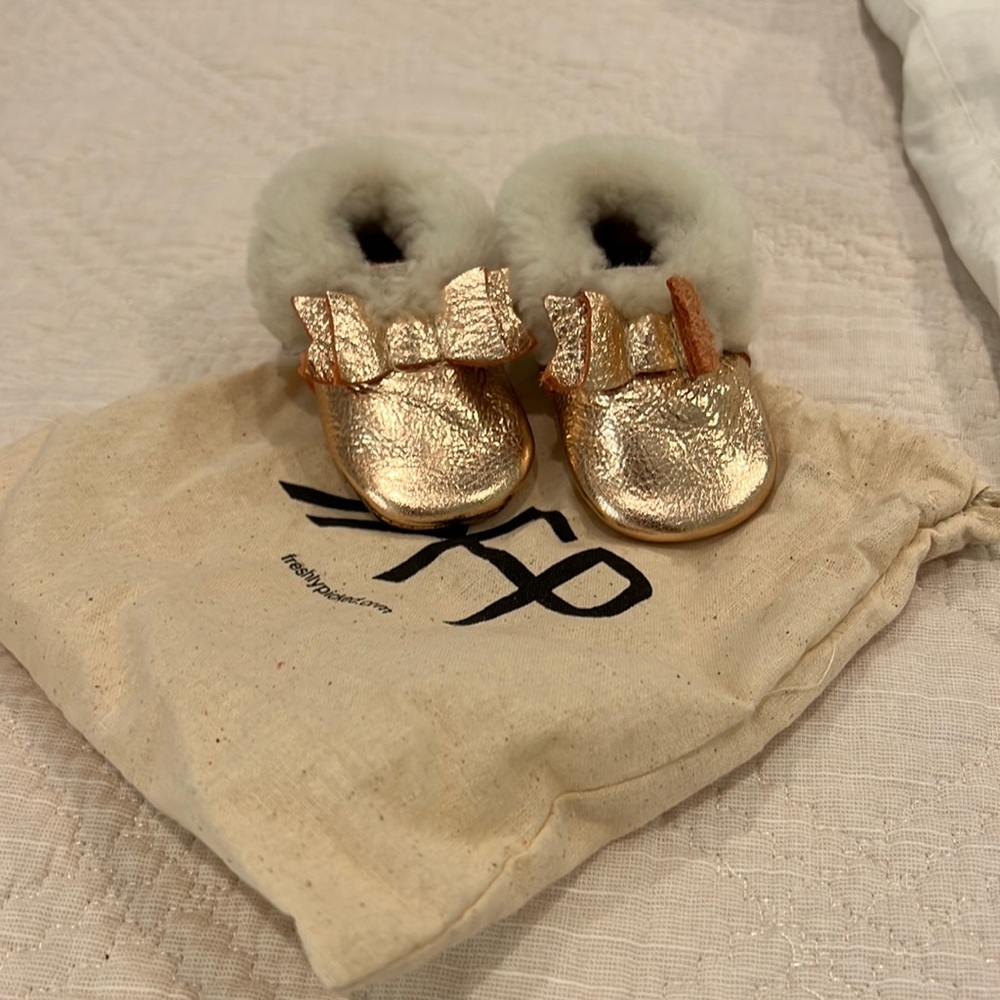 Freshly Picked Metallic Pink Newborn Shoes